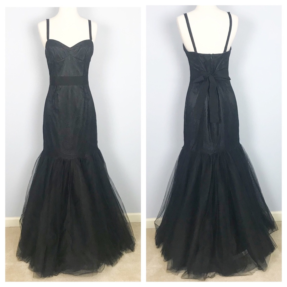 Pearl by Georgina Chapman Black Lace Mermaid Dress